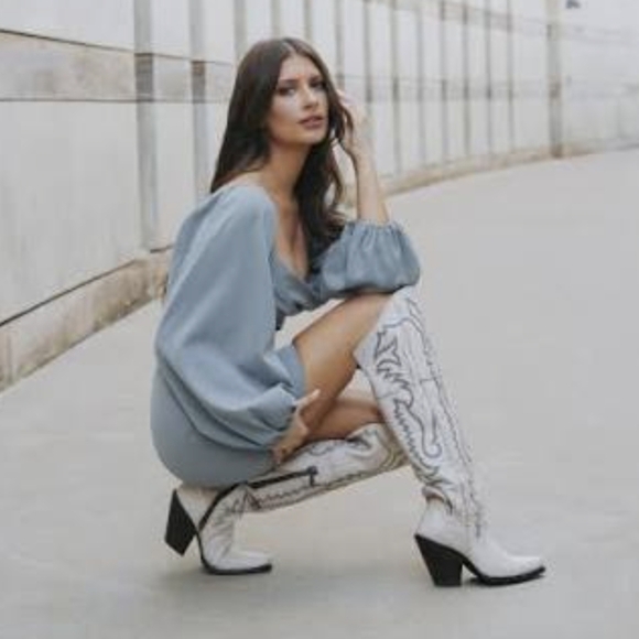 DAN POST DP4377 "Loverly" tall top white leather cowgirl western boots NWT - Picture 2 of 8